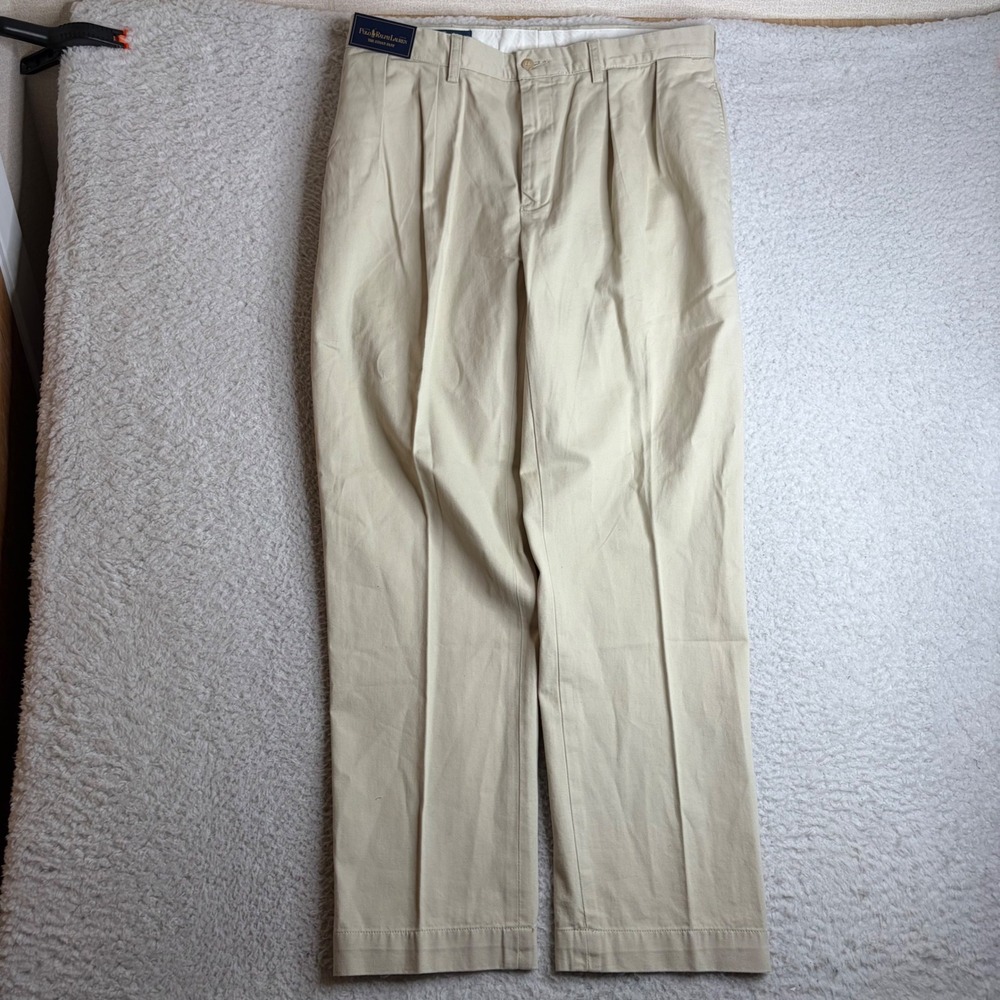 NEW Polo Ralph Lauren Ethan Pant Mens 36x32 Basic Sand Pleated Cotton Chino NWT